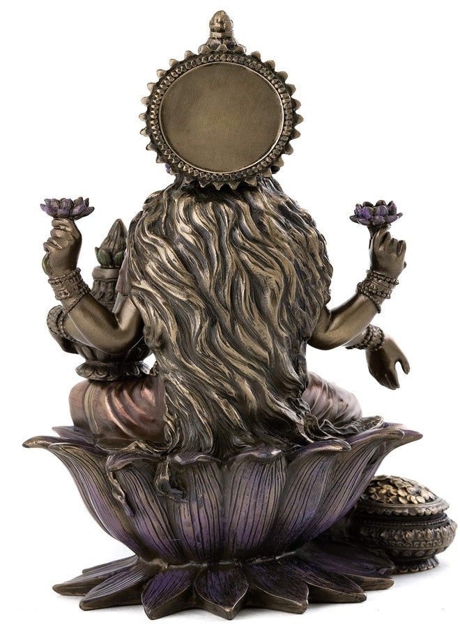 Top Collection Lakshmi Statue Seated on Lotus Platform - Goddess of Wealth, Prosperity, Wisdom, and Fortune Sculpture in Premium Cold Cast Bronze - 7-Inch Collectible Hindu Figurine - Image 3